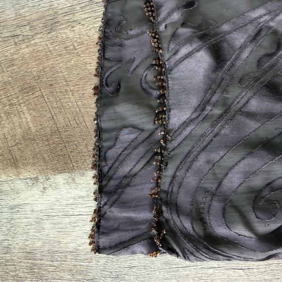 DANIER Chocolate Brown Silk Blend Lightweight Scarf Swirls Whimsical - Picture 8 of 12